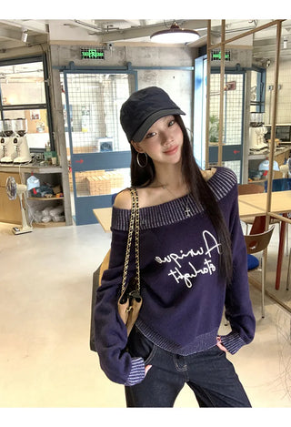 blue diagonal sweater