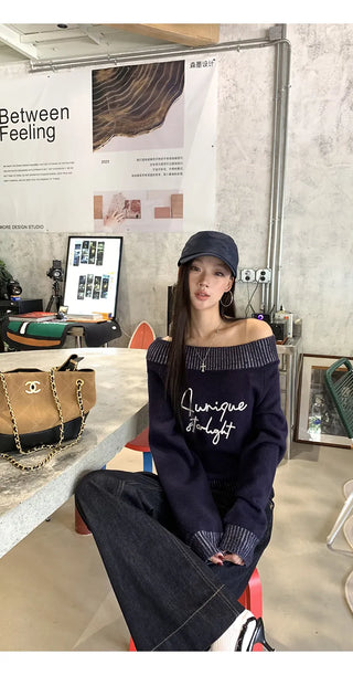 blue diagonal sweater