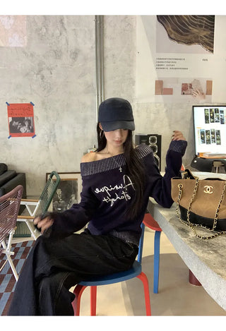 blue diagonal sweater