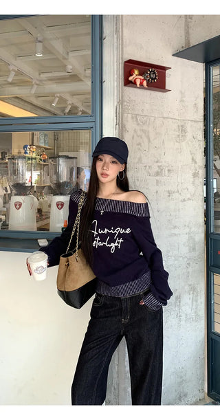 blue diagonal sweater