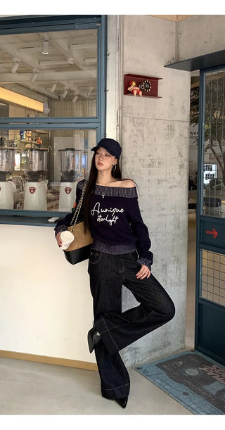 blue diagonal sweater