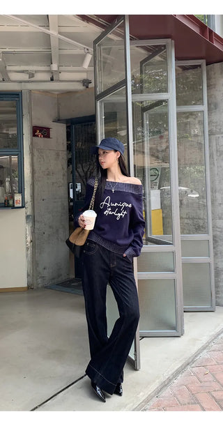 blue diagonal sweater