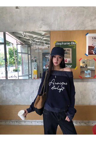 blue diagonal sweater