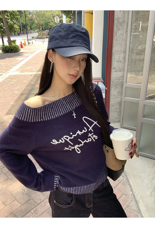 blue diagonal sweater