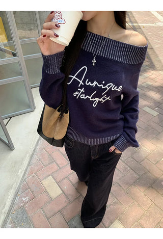 blue diagonal sweater