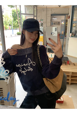 blue diagonal sweater