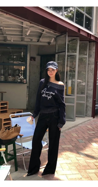 blue diagonal sweater