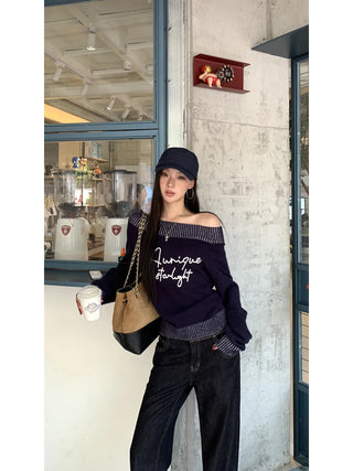 blue diagonal sweater