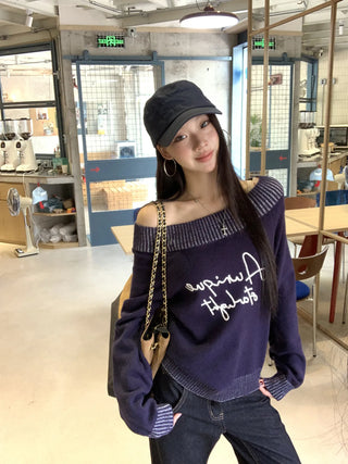 blue diagonal sweater