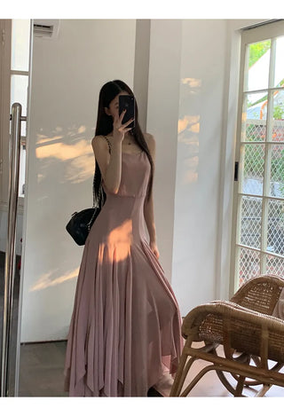 pink slim dress
