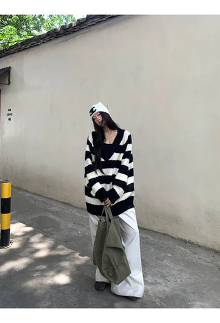 striped knit cardigan