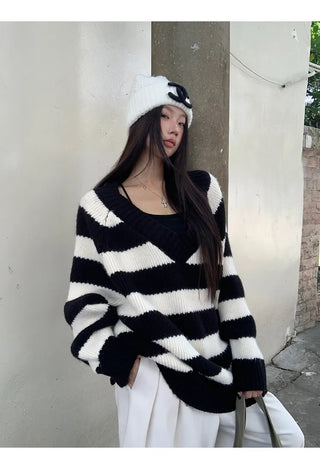 striped knit cardigan