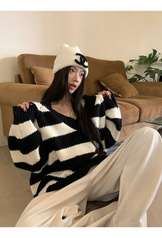 striped knit cardigan