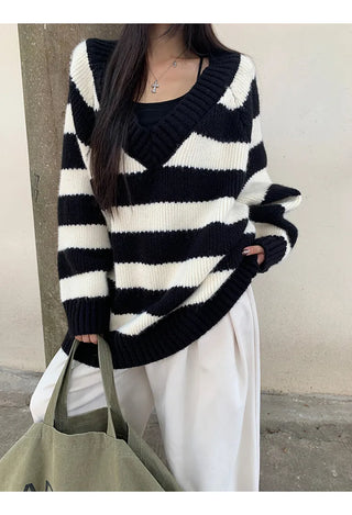striped knit cardigan