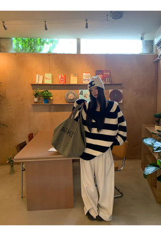 striped knit cardigan