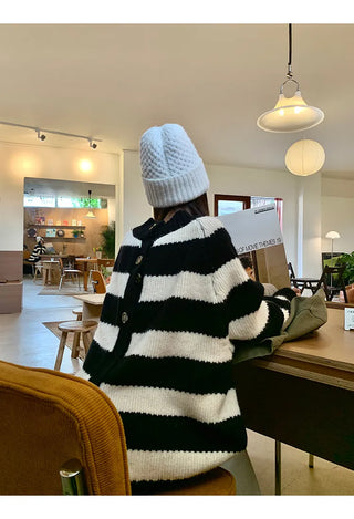 striped knit cardigan