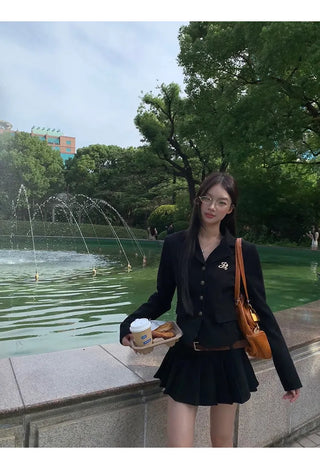 black korean Jacket Suit