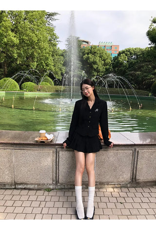 black korean Jacket Suit