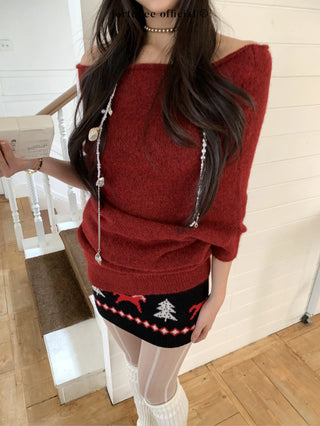 red bardot sweater