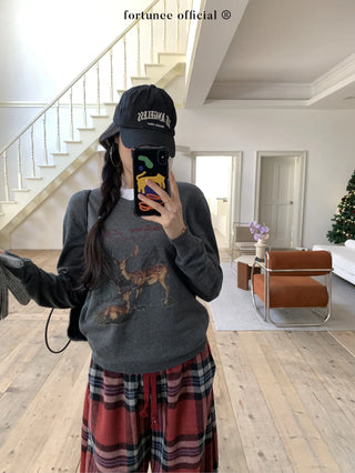 deer print sweater