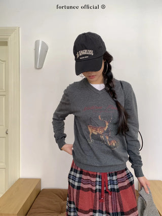 deer print sweater