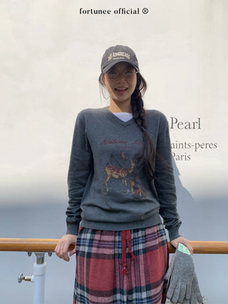 deer print sweater
