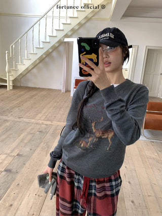 deer print sweater