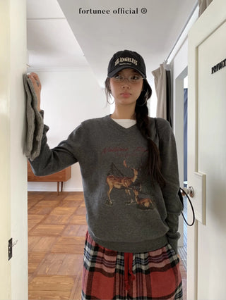 deer print sweater
