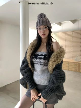 fur cardigan coat