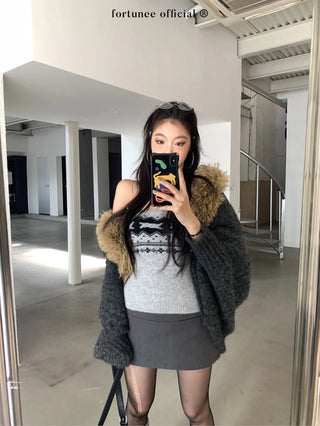 fur cardigan coat