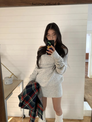 off-shoulder pleated dress