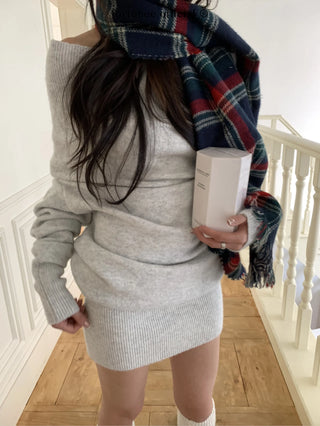 off-shoulder pleated dress