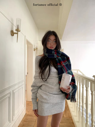 off-shoulder pleated dress