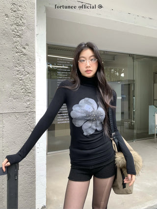 flower rhinestone tee