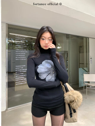 flower rhinestone tee