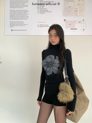 flower rhinestone tee