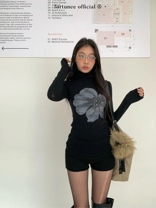 flower rhinestone tee