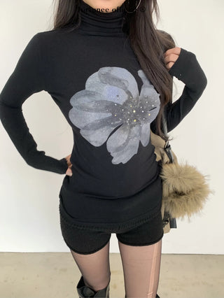 flower rhinestone tee