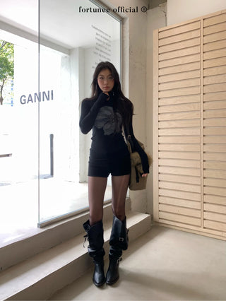 flower rhinestone tee