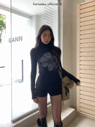 flower rhinestone tee