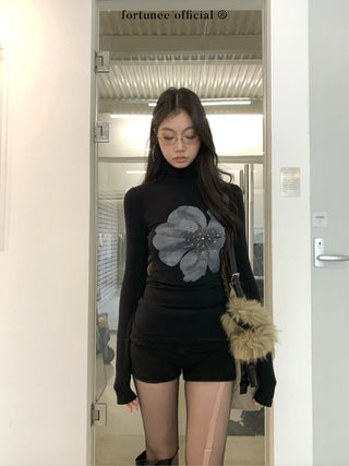 flower rhinestone tee