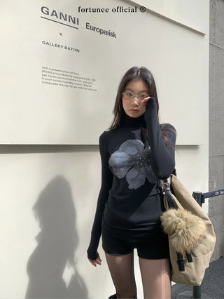 flower rhinestone tee