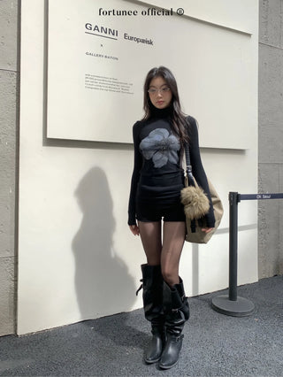 flower rhinestone tee