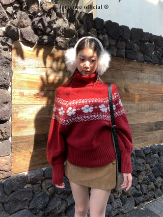 fairisle cherry red sweater