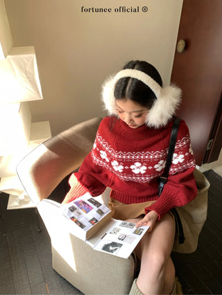 fairisle cherry red sweater