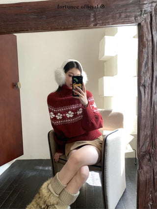 fairisle cherry red sweater