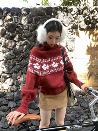 fairisle cherry red sweater
