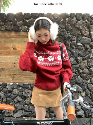 fairisle cherry red sweater