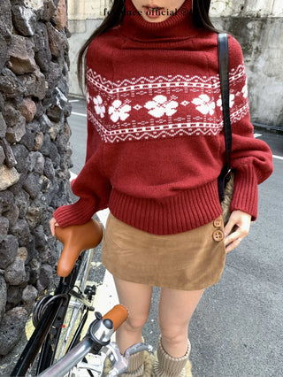 fairisle cherry red sweater