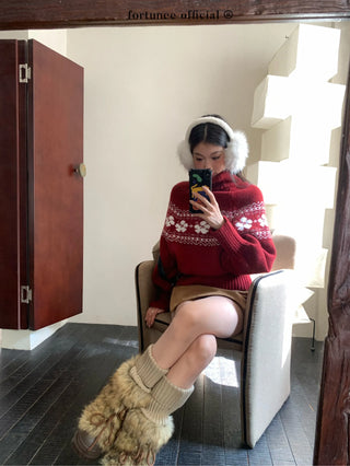 fairisle cherry red sweater